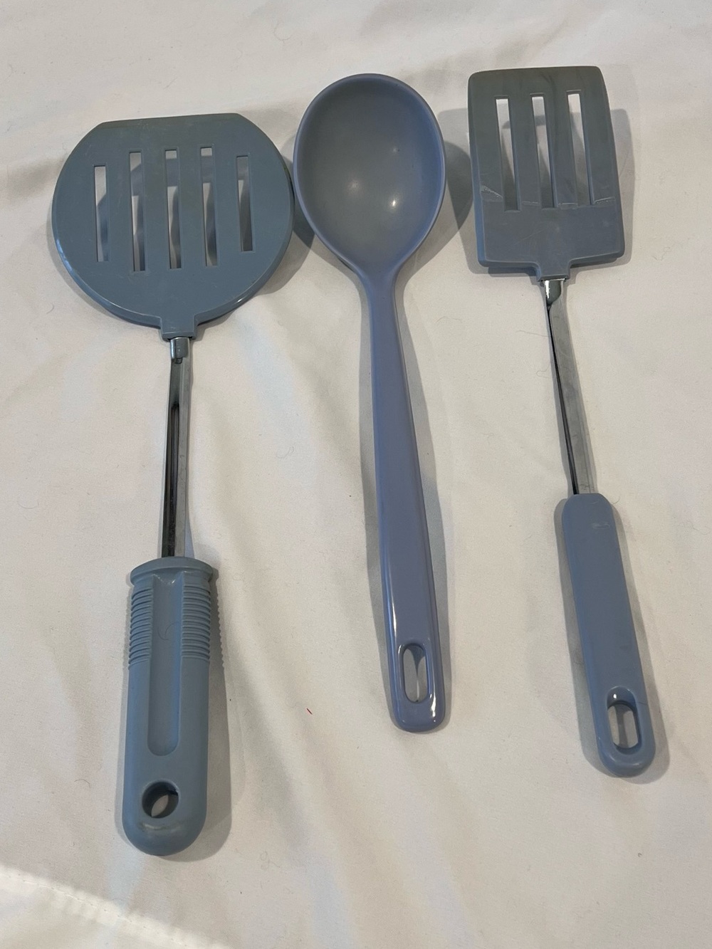 Vintage Blue Kitchen Utensil Lot EKCO Spoon & Slotted Turners